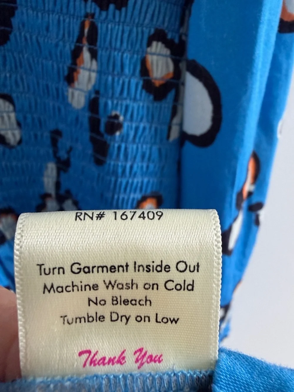 Briton Court NWT Blue Leopard Smocked Tiered Mini Dress Boho XL - Picture 10 of 13